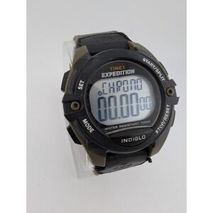 Timex Expedition Indiglo Watch 42mm Black & Green T49993 - New Battery